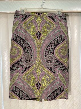 Vintage J.Crew Paisley Pencil Skirt Size 4 Whimsy Goth Witchy Midi Gilmore Girls